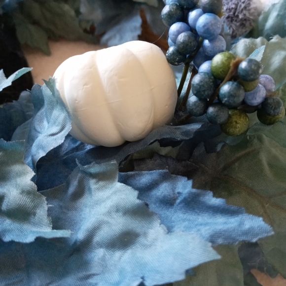 Fall Blue & Teal Maple Leaf Wreath 12" Farmhouse - Picture 5 of 10